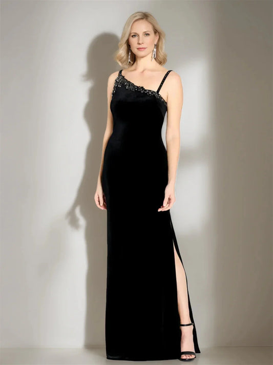 Mermaid Trumpet Asymmetric Sleeveless Floor Length Mother Of The Bride Dresses With Split Side