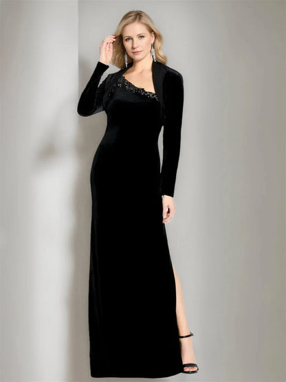 Mermaid Trumpet Asymmetric Sleeveless Floor Length Mother Of The Bride Dresses With Split Side