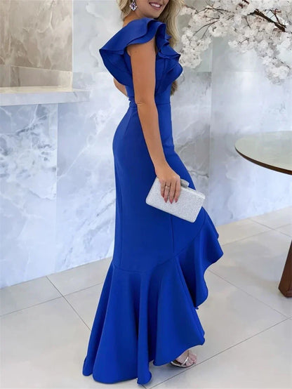 Mermaid Trumpet One-Shoulder Asymmetrical Mother of the Bride Dresses