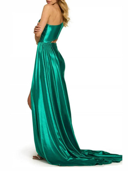 Mermaid Trumpet One Shoulder Evening Dress with Side Slit