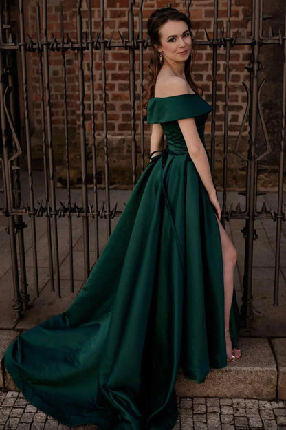 Modern A-Line Off the Shoulder Sleeveless Lace Up Floor-Length Prom Dress