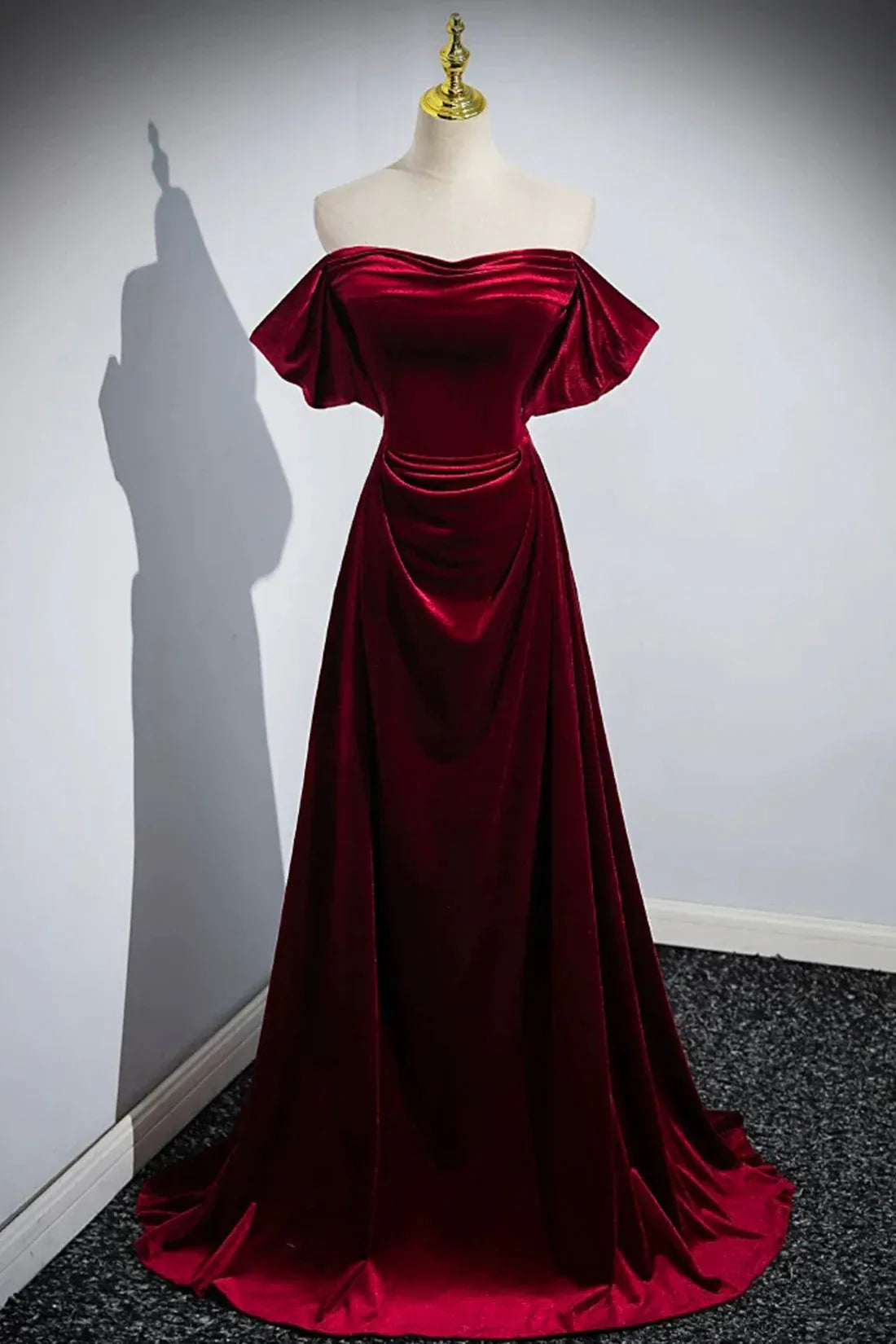 Modern A-Line Off the Shoulder Sleeveless Lace Up Sweep/Brush Train Prom Dress