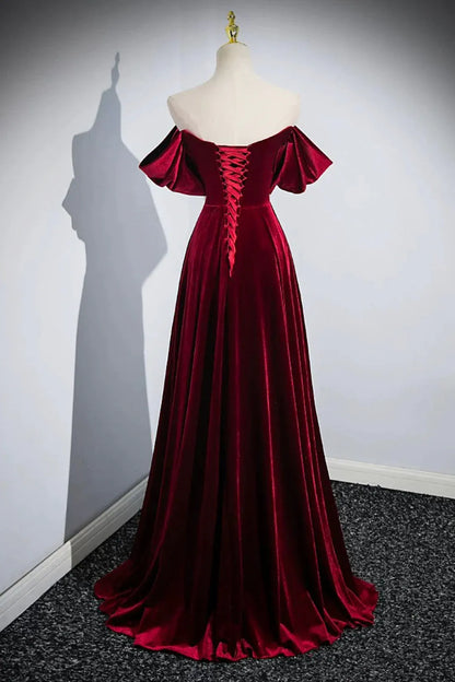 Modern A-Line Off the Shoulder Sleeveless Lace Up Sweep/Brush Train Prom Dress