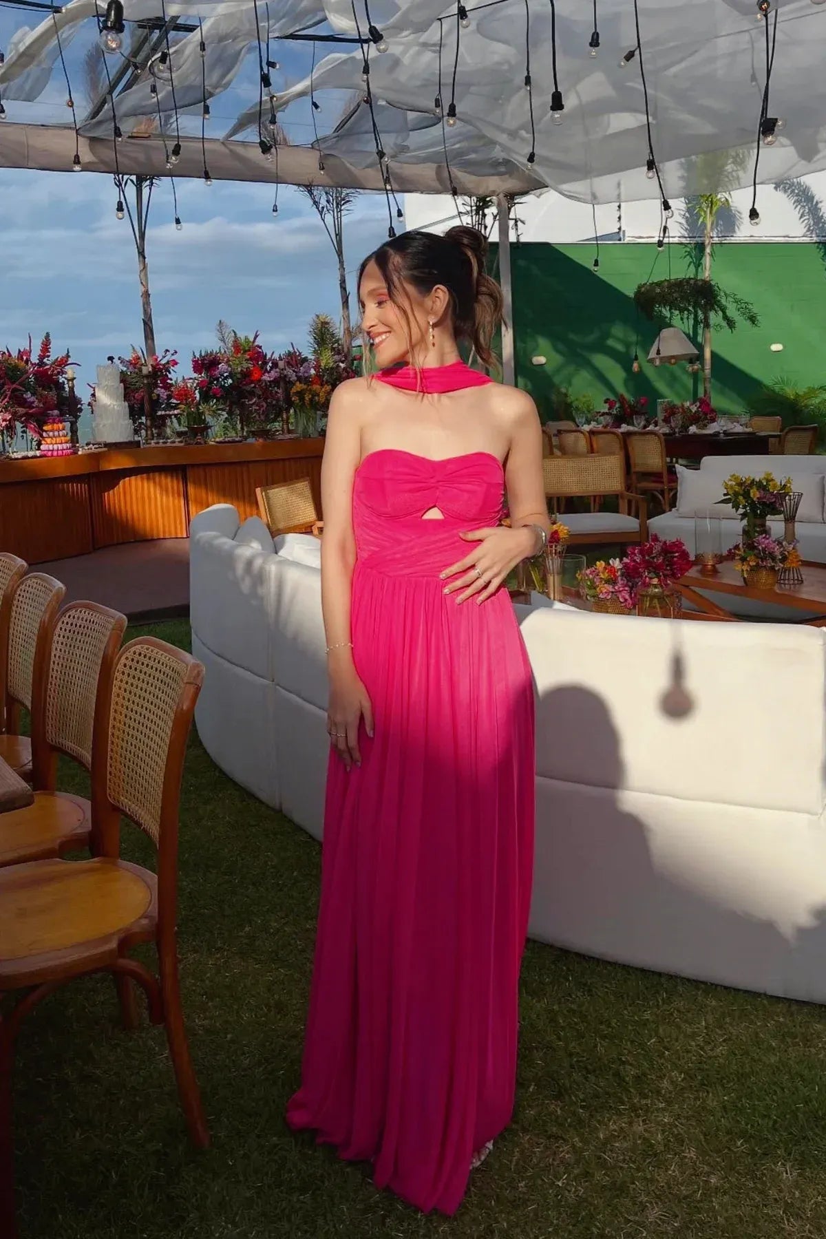 Modern A-Line Sweetheart Sleeveless Slit Keyhole Floor-Length Prom Dress