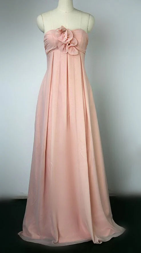 Modern A-line Strapless Sleeveless Chiffon Floor-Length Prom Dress