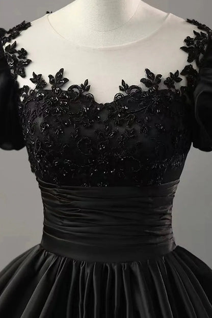 Modern Ball Gown Scoop Neck Short Sleeve Lace Up Sweep/Brush Train Prom Dress