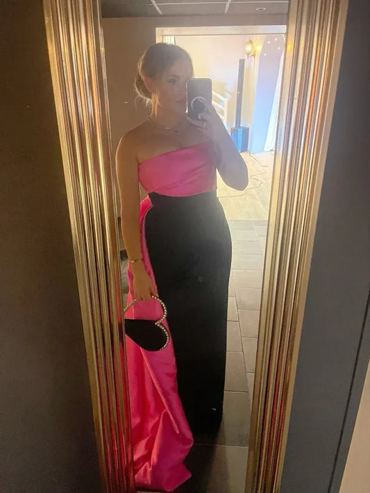 Modern Ball Gown Strapless Sleeveless Satin Pleated Floor-Length Evening Dress
