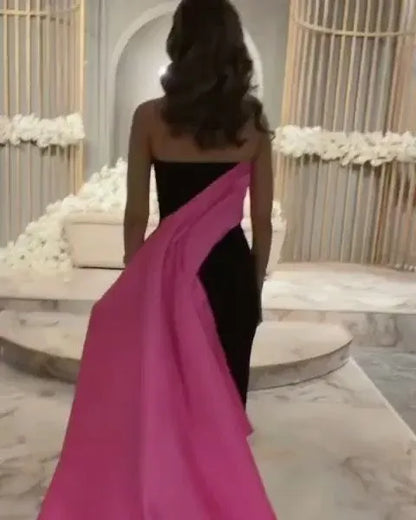 Modern Ball Gown Strapless Sleeveless Satin Pleated Floor-Length Evening Dress