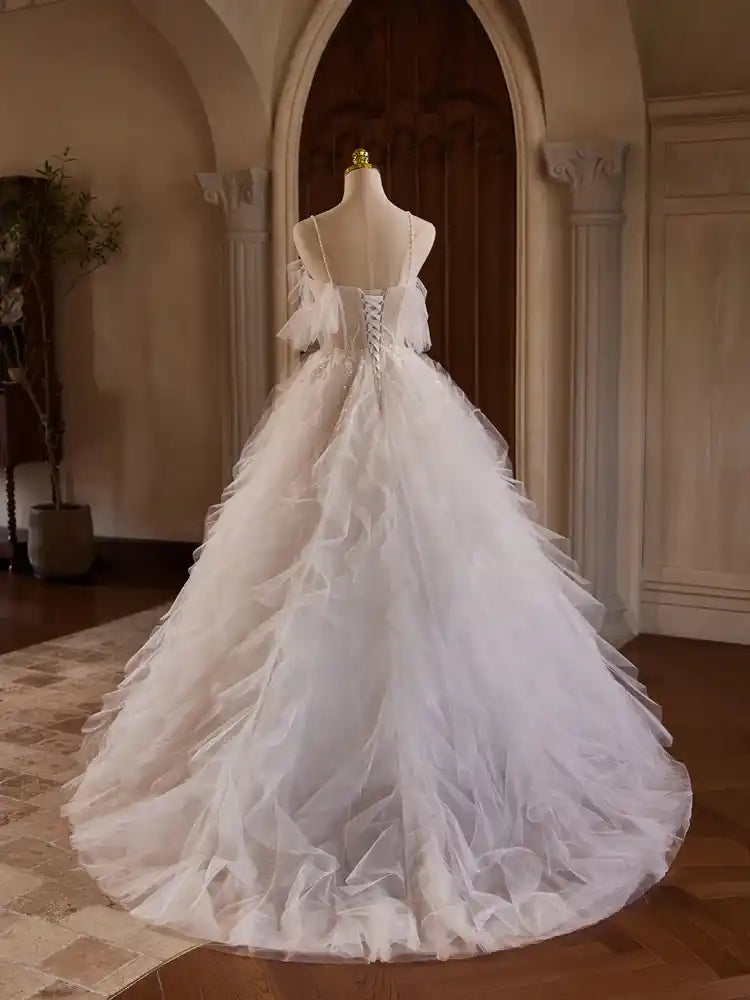 New Arrival Spaghetti Straps Off-the-shoulder Bridal Gown