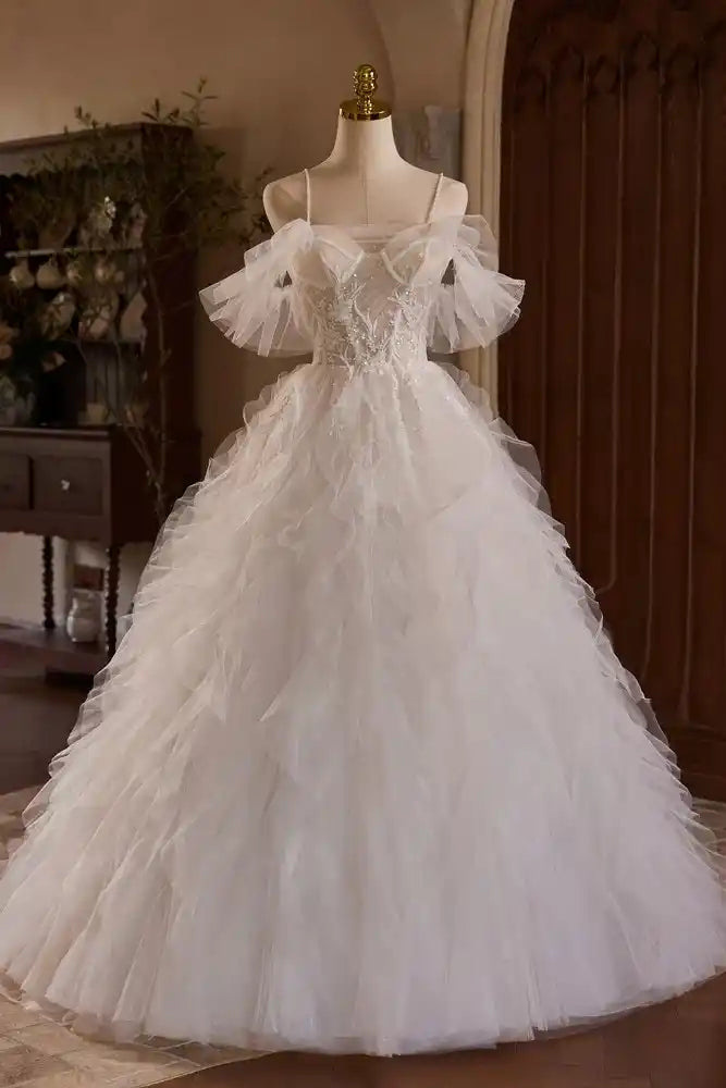 New Arrival Spaghetti Straps Off-the-shoulder Bridal Gown