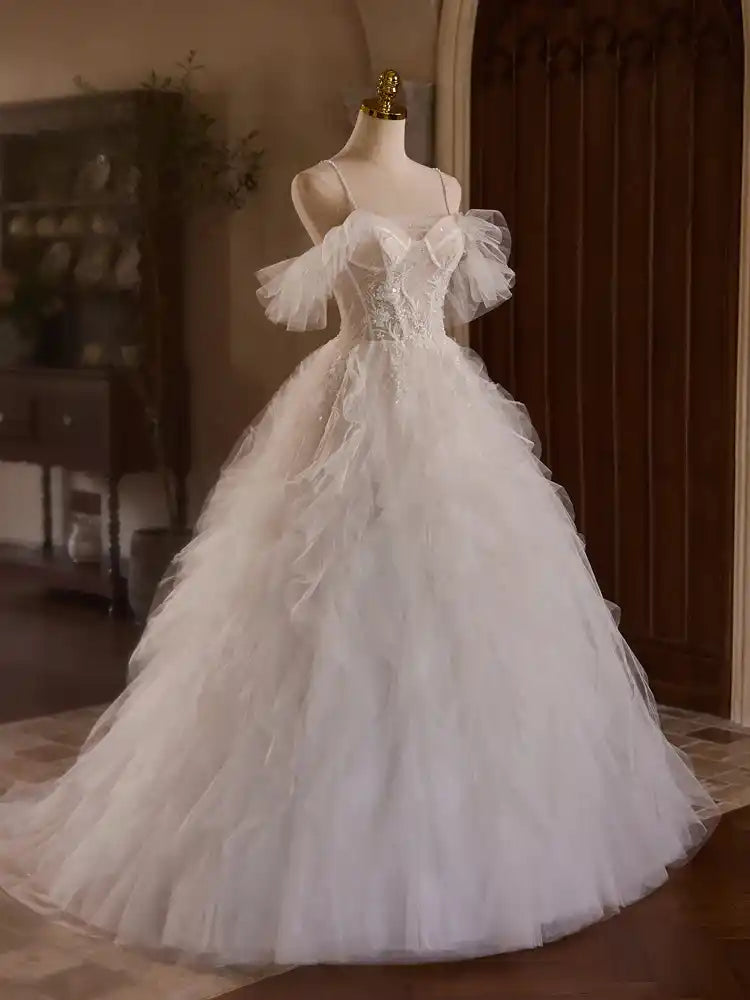 New Arrival Spaghetti Straps Off-the-shoulder Bridal Gown