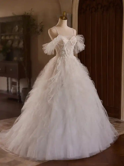 New Arrival Spaghetti Straps Off-the-shoulder Bridal Gown