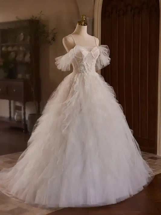 New Arrival Spaghetti Straps Off-the-shoulder Bridal Gown