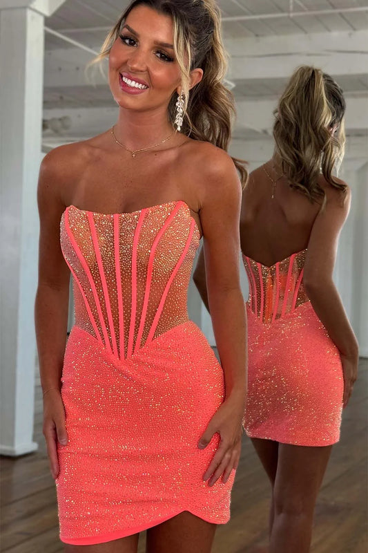 Off-the-Shoulder Fitted Beaded Bodice Homecoming Dress