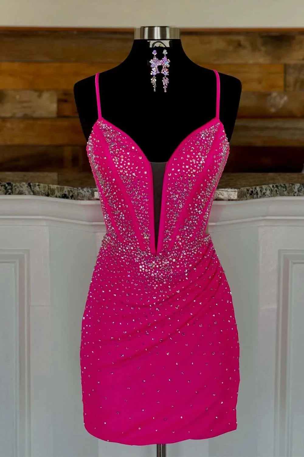 Pink Beads Corset Bodice Homecoming Dress