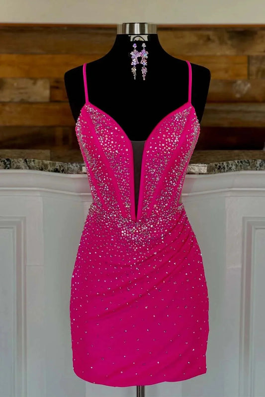 Pink Beads Corset Bodice Homecoming Dress