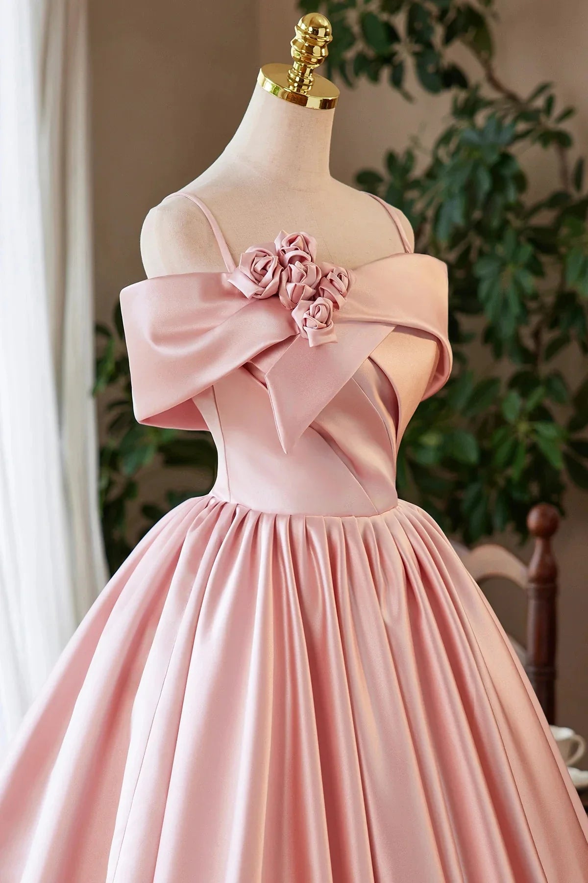 Pink Satin Short Prom Dress Lovely A-Line Off the Shoulder Party Homecoming Dress