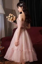 Pink Tulle Short Prom Dresses A-Line Homecoming Dresses