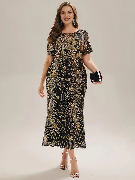 Plus Size Sequin Mermaid Mother of the Bride Dress