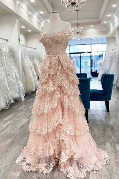 Pretty A-Line Off The Shoulder Sleeveless Zipper Up Floor-Length Prom Dress