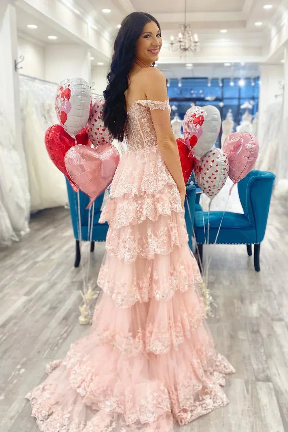 Pretty A-Line Off The Shoulder Sleeveless Zipper Up Floor-Length Prom Dress