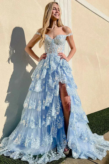 Pretty A-Line Off The Shoulder Sleeveless Zipper Up Floor-Length Prom Dress