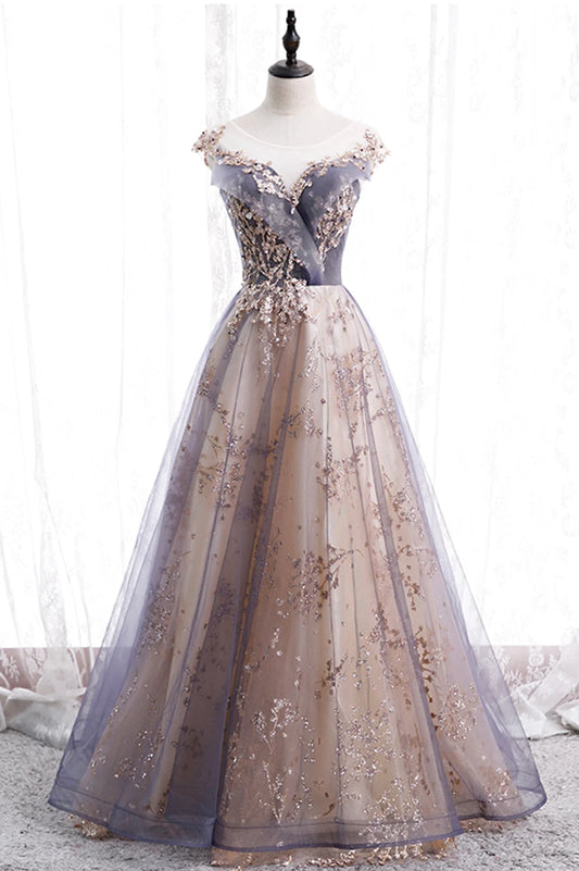 Pretty A-Line Scoop Neck Sleeveless Lace Up Floor-Length Prom Dress
