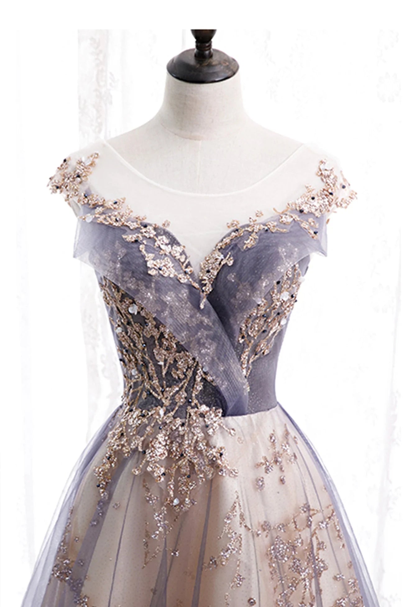 Pretty A-Line Scoop Neck Sleeveless Lace Up Floor-Length Prom Dress