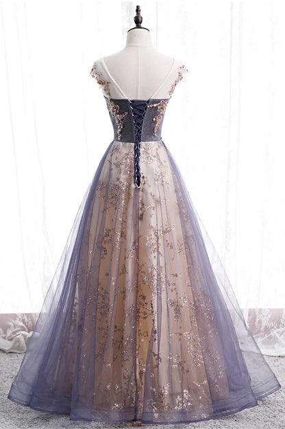 Pretty A-Line Scoop Neck Sleeveless Lace Up Floor-Length Prom Dress