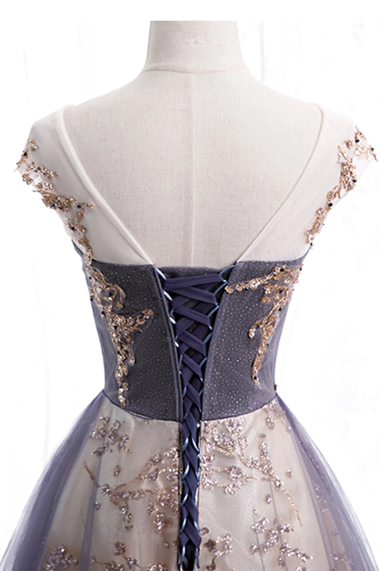 Pretty A-Line Scoop Neck Sleeveless Lace Up Floor-Length Prom Dress