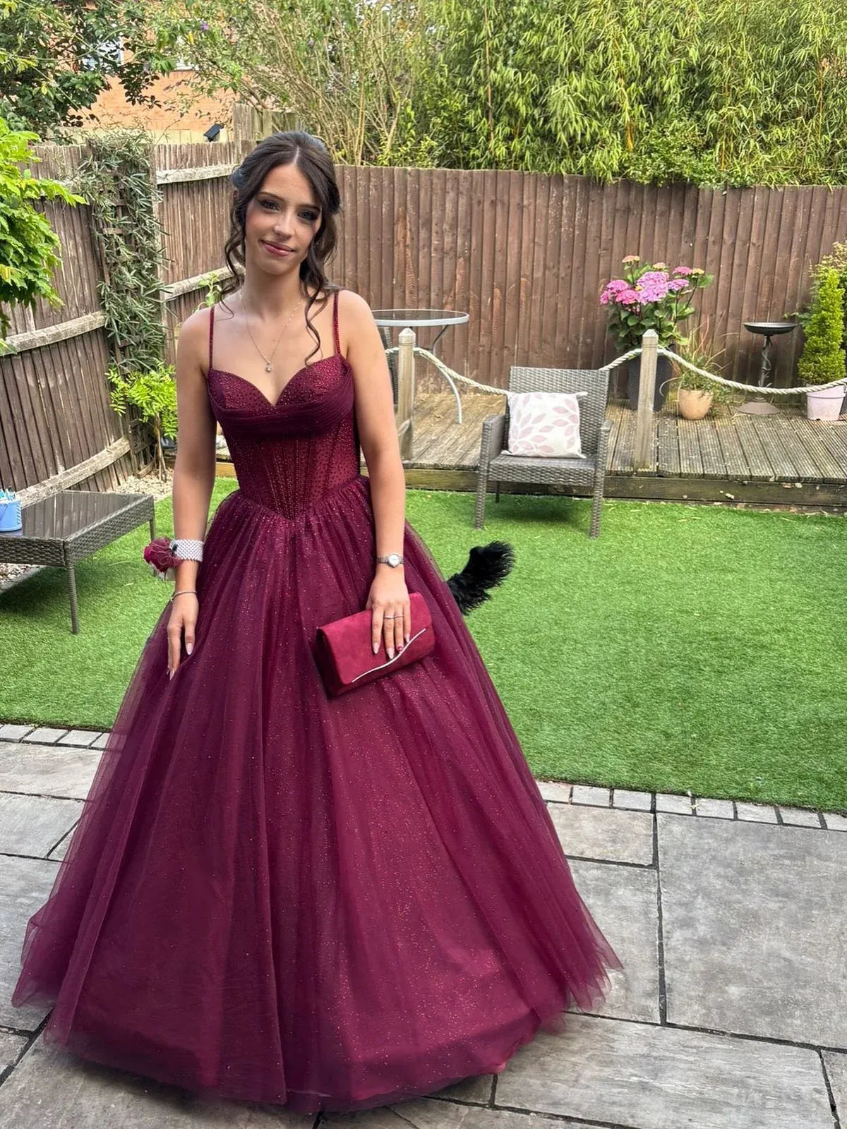 Pretty A-Line Spaghetti Straps Sleeveless Pleated Tulle Floor-Length Party Dress