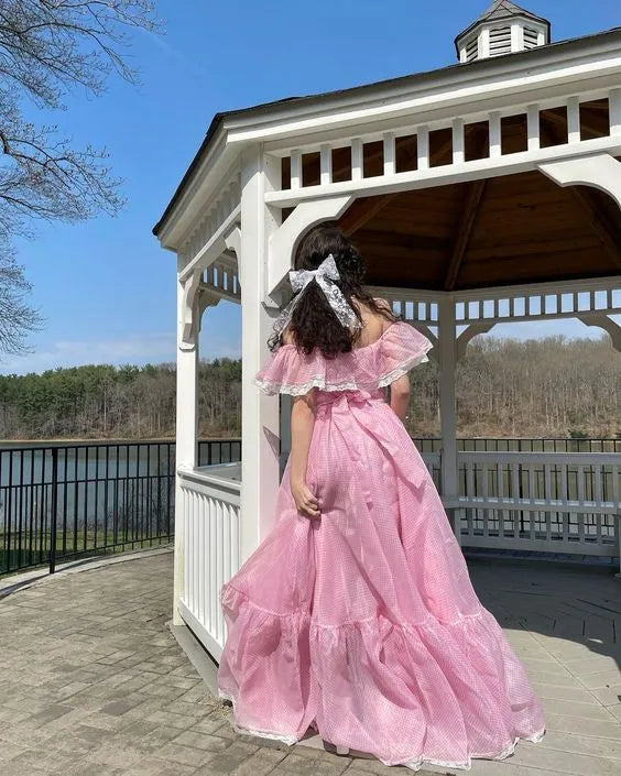 Pretty A-line Off the Shoulder Sleeveless Chiffon Ruffles Floor-Length Prom Dress