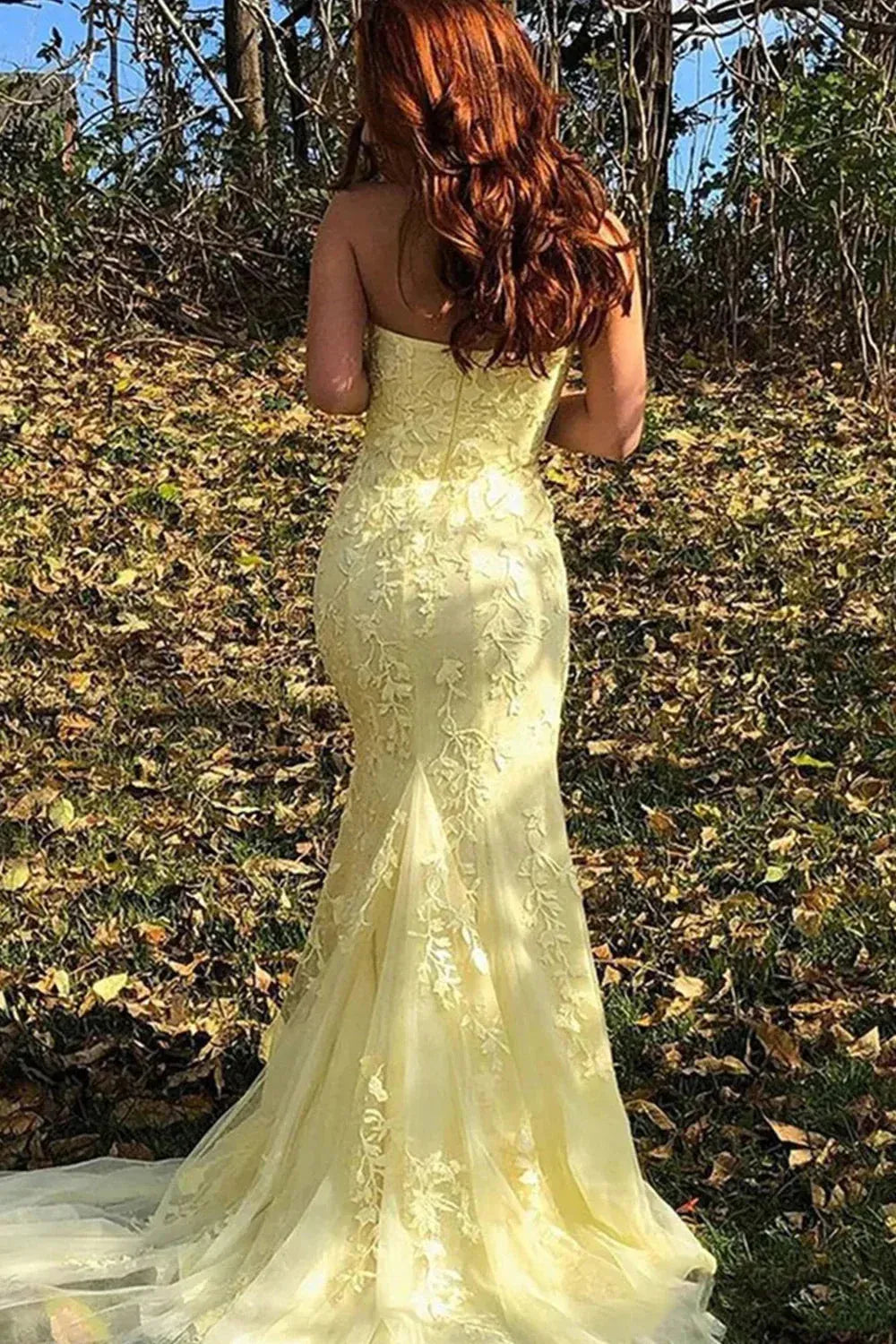 Pretty Mermaid Strapless Sleeveless Split Tulle Sweep/Brush Train Prom Dress