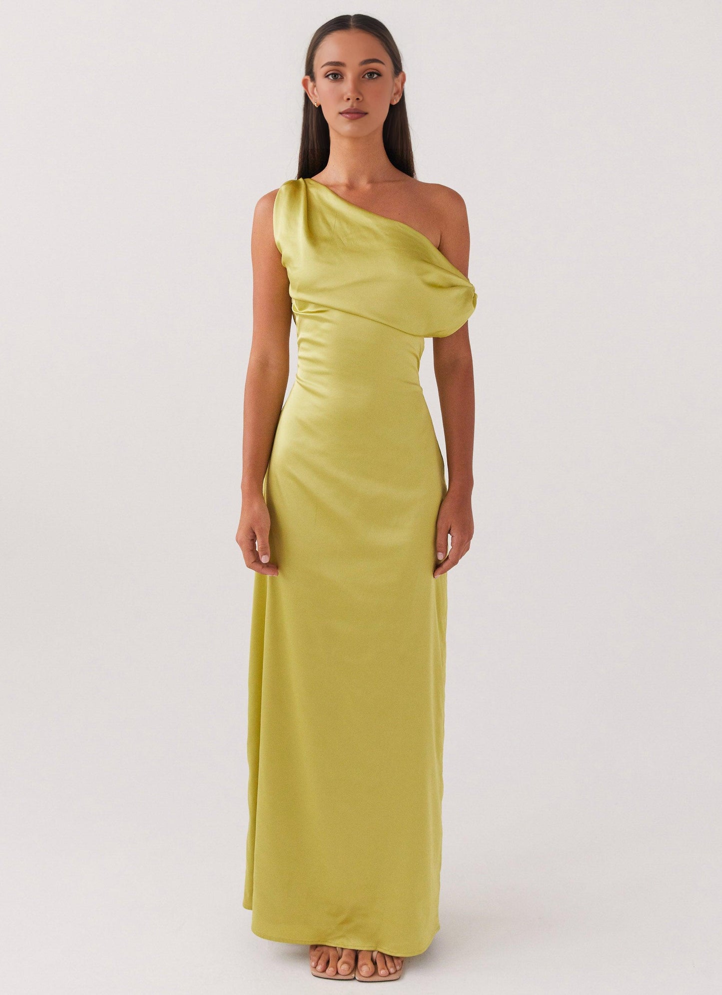 Quyihu Dress Asymmetrical Neck Maxi Dress Sleeveless Chic Backless Satin Prom Dress With Ruched/Pleats