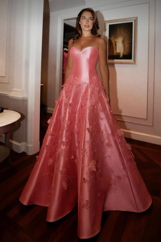 Quyihu Dress Glamorous Satin Sleeveless Strapless Feather Prom Dress with Sequins Evening Dress