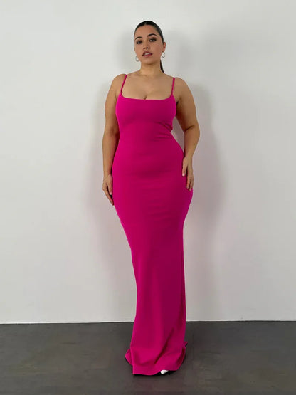 Quyihu Dress Spaghetti Straps Square Neck Bodycon Sexy Long Ball Gown Sleeveless Back Zipper