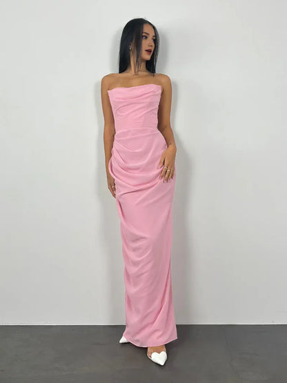 Quyihu Dress Strapless Mermaid Sleeveless Long Elegant Prom Dress