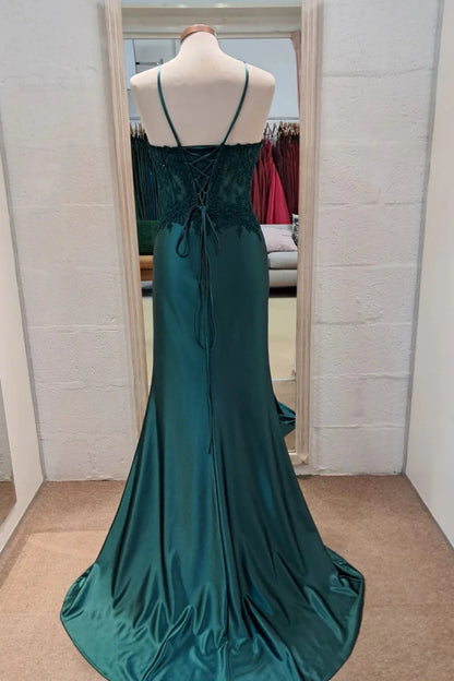 Quyihu Dress Sweetheart Red Appliques Long Dress with Slit Prom Dress