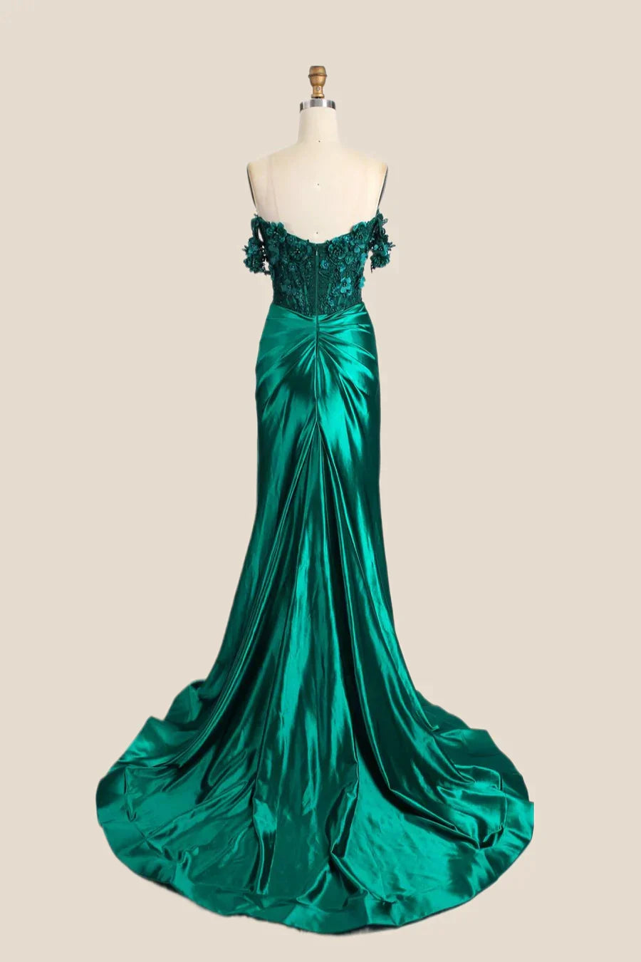Red Corset Prom Dress Satin Off the Shoulder Mermaid with Appliques