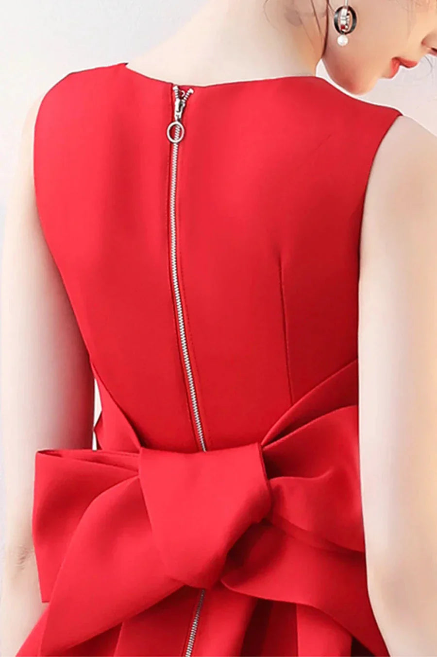 Red Satin Short Prom Dresses A-Line Party Homecoming Dresses