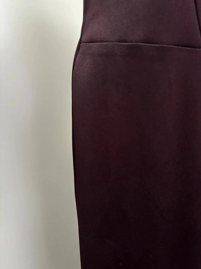 Retro A-line V Neck Sleeveless Beaded Satin Floor-Length Prom Dress