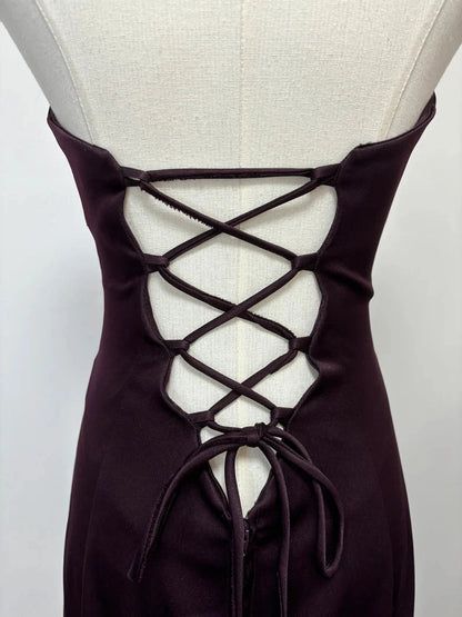 Retro A-line V Neck Sleeveless Beaded Satin Floor-Length Prom Dress