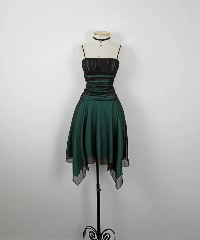 Retro A Line Spaghetti Strap Sleeveless Backless Short-Mini Prom Dresses