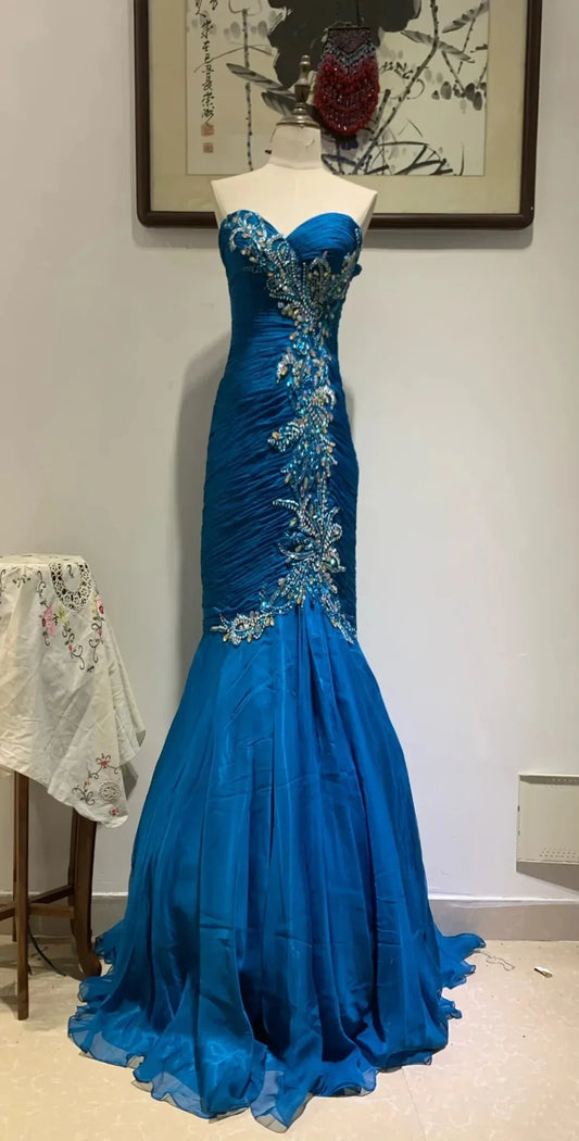 Retro Ball Gown Sweetheart Sleeveless Tulle Floor-Length Backless Prom Dress