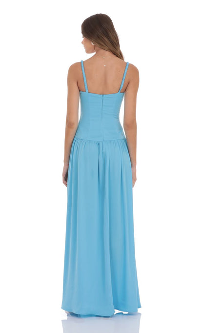 Romantic A-Line Square-Neck Ruffled-Strap Zipper-Back Chiffon Floor-Length Prom Dresses