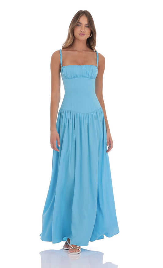Romantic A-Line Square-Neck Ruffled-Strap Zipper-Back Chiffon Floor-Length Prom Dresses