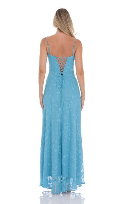 Romantic A-Line Sweetheart Spaghetti-Strap Lace-Up-Back Floral Chiffon Floor-Length Prom Dresses