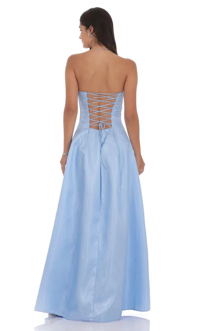 Romantic Ballgown Strapless Lace-Up Back Floor-Length Prom Dresses