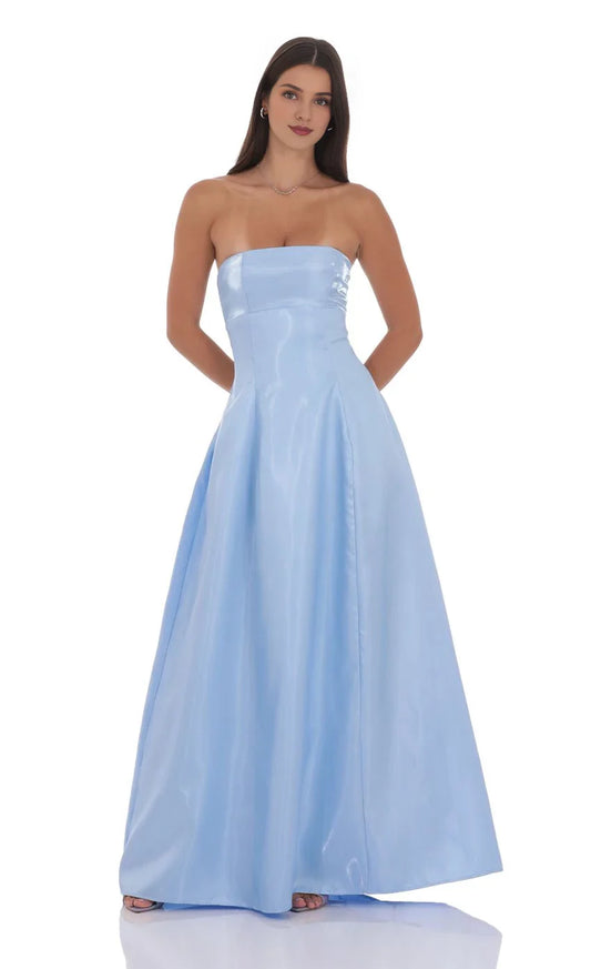 Romantic Ballgown Strapless Lace-Up Back Floor-Length Prom Dresses