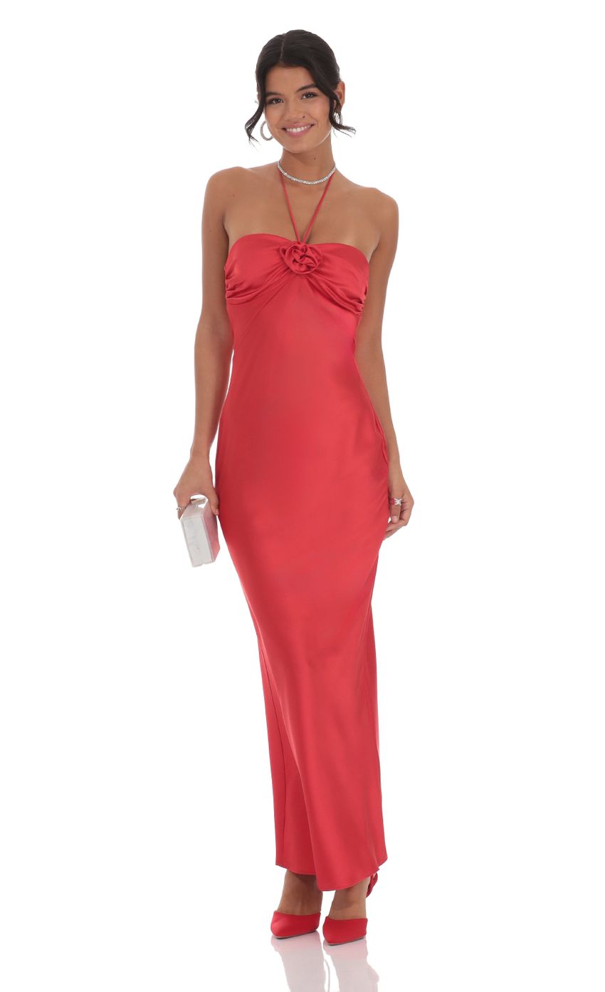 Romantic Sheath Sweetheart Halter-Strap Open-Back Satin Floor-Length Prom Dresses